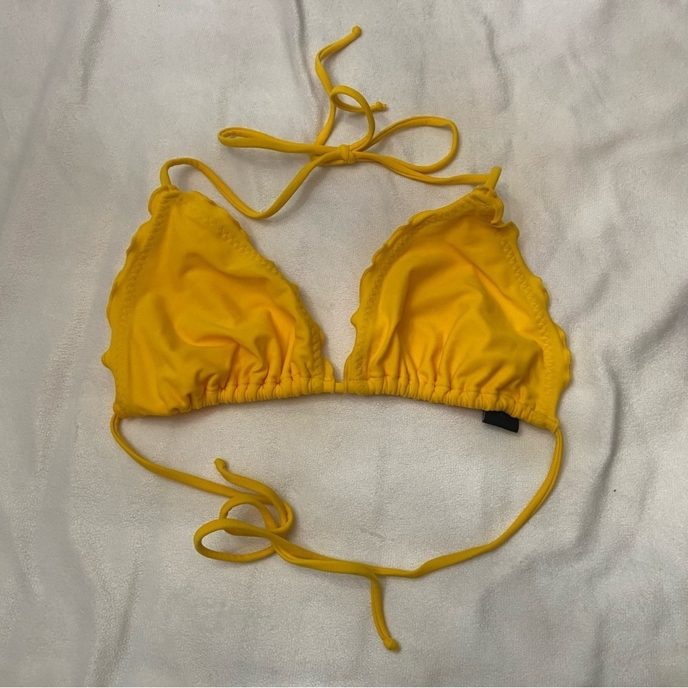 New! Indah Sunny Yellow lettuce edge triangle Bikini Top 1659